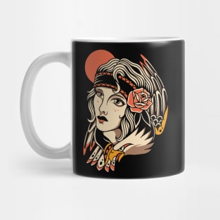 Eagle Girl Vintage Traditional Tattoo Mug